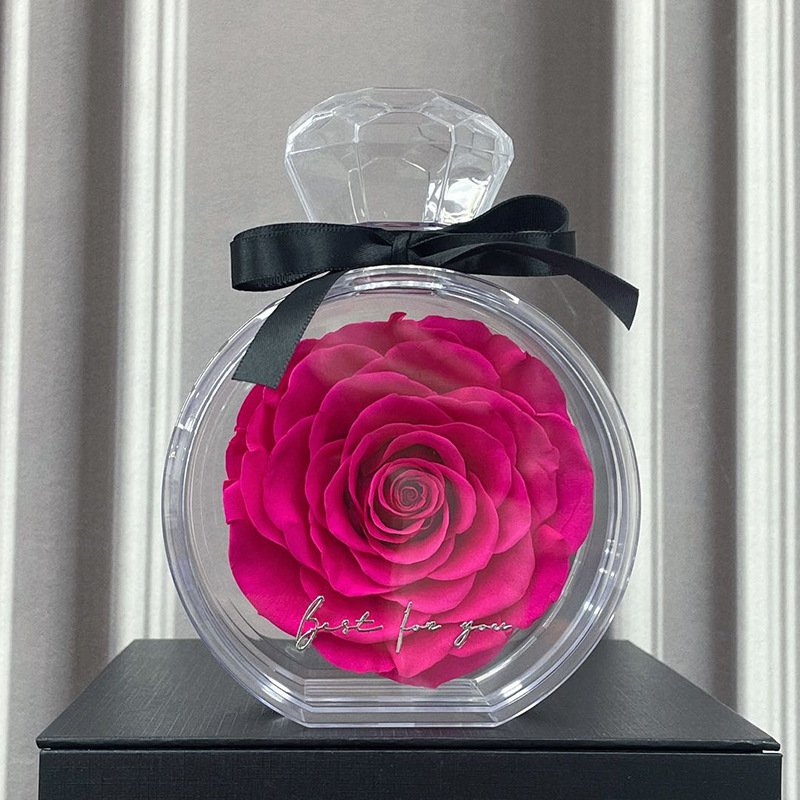 Handmade Elegant Acrylic Box Preserved Immortal Rose Fresh Eternity Flower for Christmas and Valentine's Day Gifts