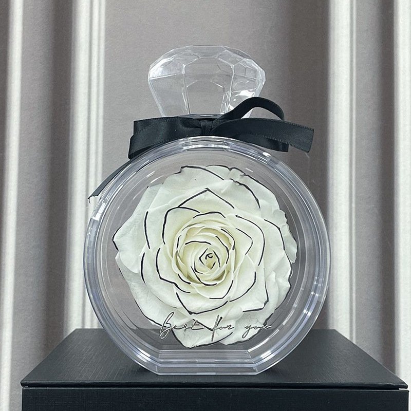 Handmade Elegant Acrylic Box Preserved Immortal Rose Fresh Eternity Flower for Christmas and Valentine's Day Gifts