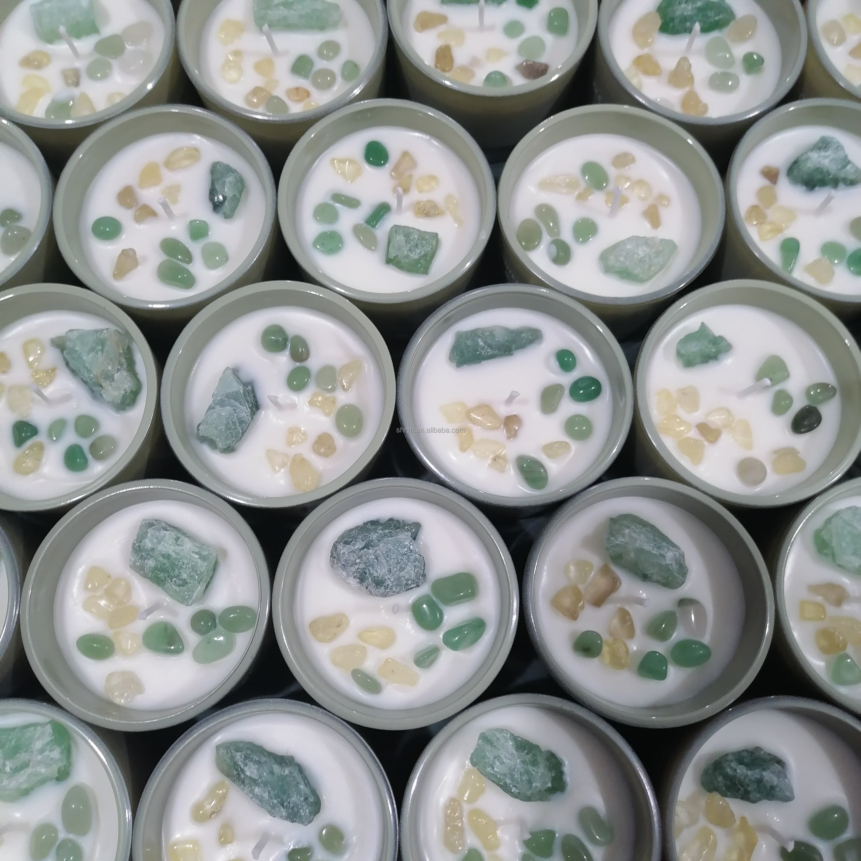No MOQ handmade custom private label crystal dried flower scented candles
