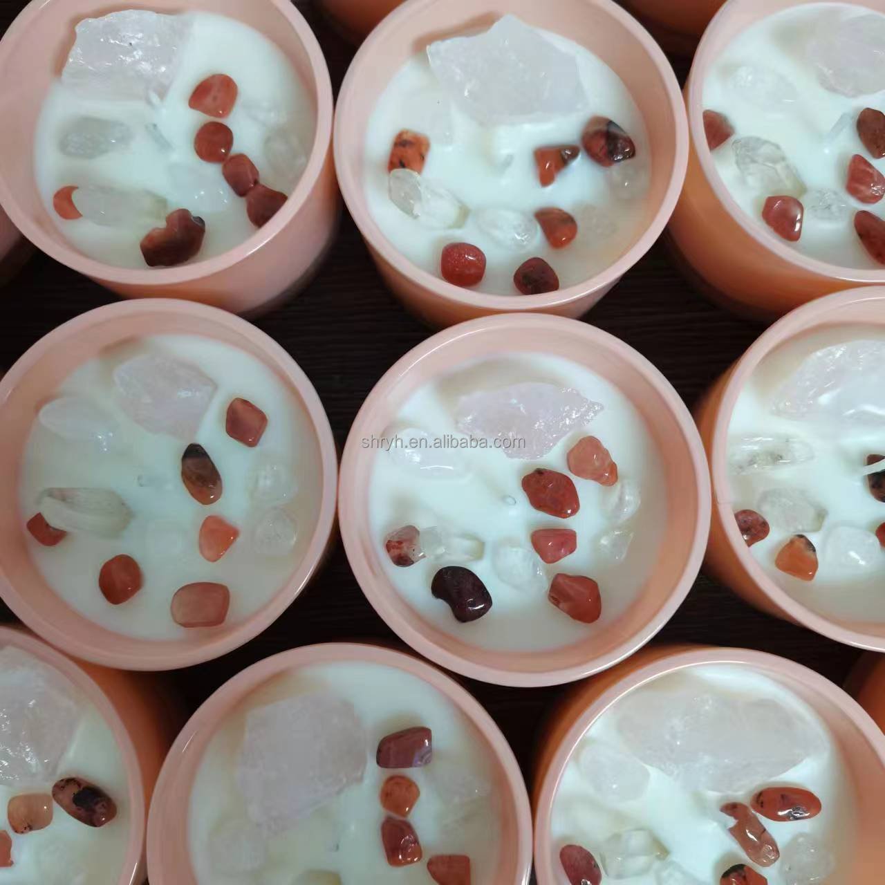 No MOQ handmade custom private label crystal dried flower scented candles