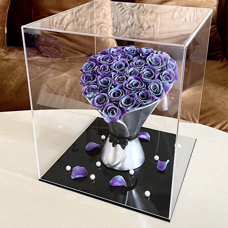 2023 Hot Selling Girlfriend Gift Colorful Heart Shaped Dried Wedding Eternal Rose Preserved Flowers Gift for the Bride