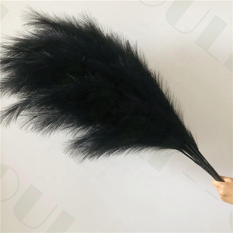 Dried Flower Faux BLACK Pampas Grass Home Decor and Wedding Decoration Artificial Fluffy Black Pampas O-0010 Natural Carton Silk