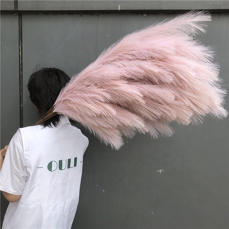 Dried Flower Faux BLACK Pampas Grass Home Decor and Wedding Decoration Artificial Fluffy Black Pampas O-0010 Natural Carton Silk