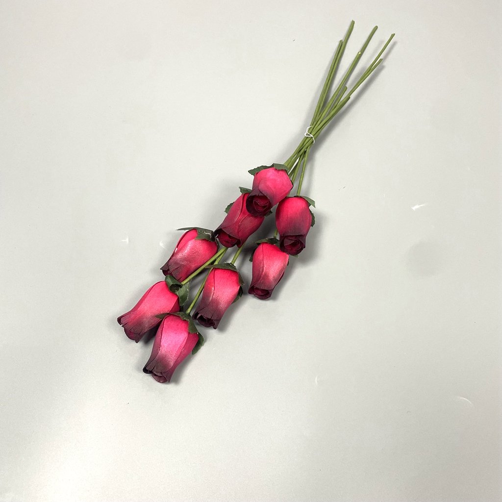Handmade Craft Vibrant Color Dozen Natural Dried Flowers Bright Wooden Rose Bud For Floral Home Decoration