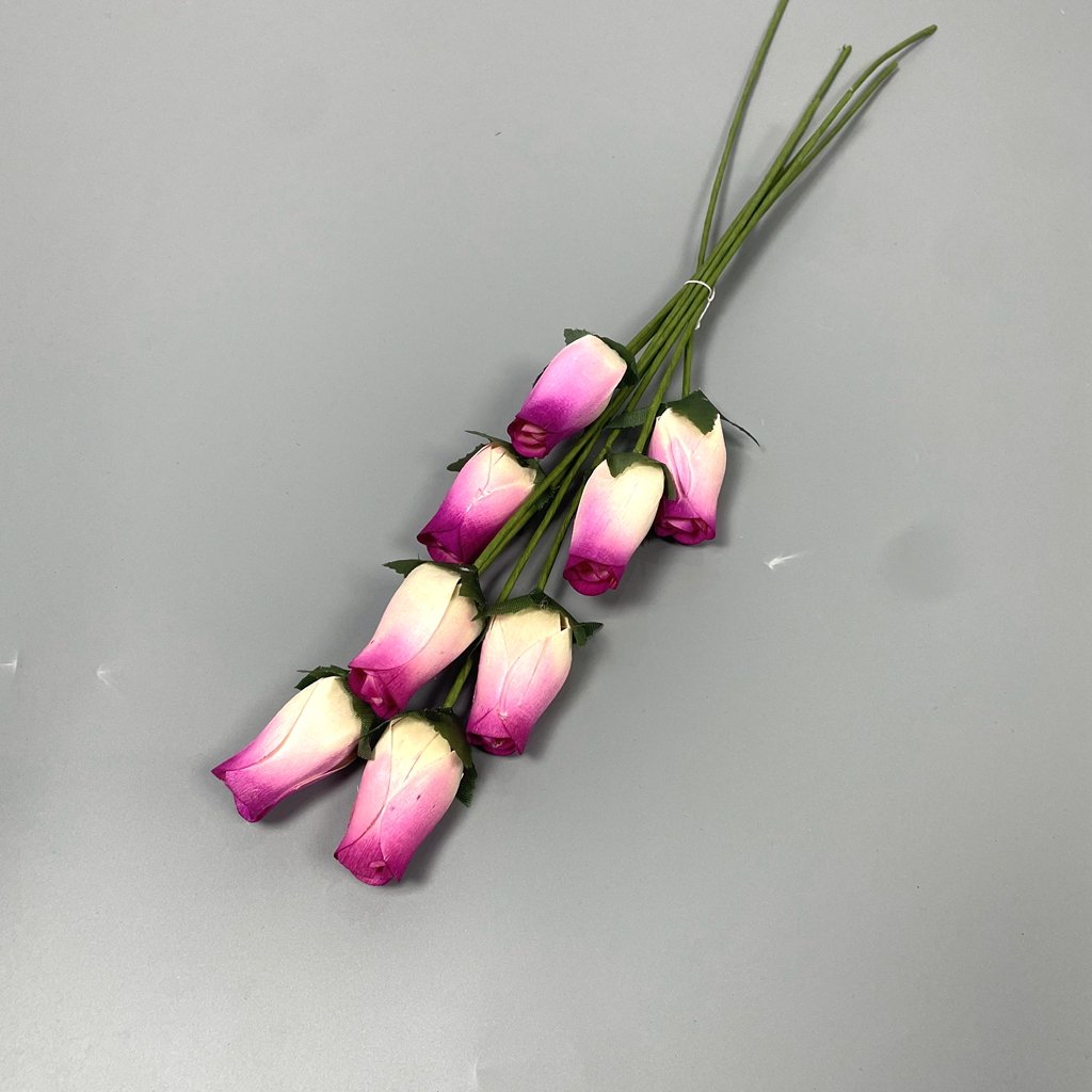 Handmade Craft Vibrant Color Dozen Natural Dried Flowers Bright Wooden Rose Bud For Floral Home Decoration