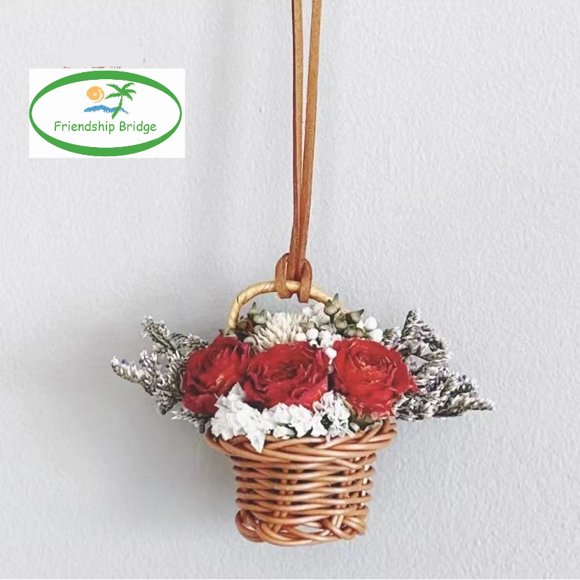 O-061 Hot Sale Wedding Home Decor Mini Preserved Flower Basket Dried Flower And Plants Bouquet