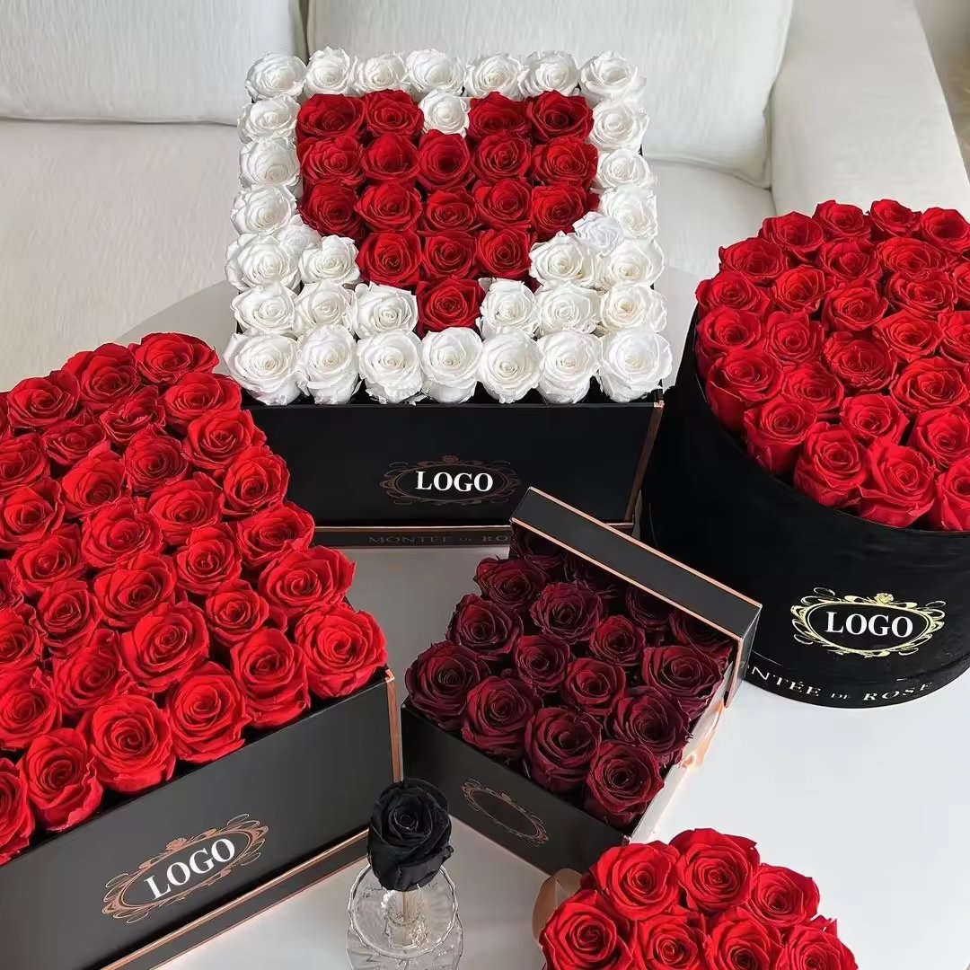 Wholesale Flower Mother's Day Gift Long Life Lasting Gold Natural Everlasting Immortal Forever Eternal Preserved Rose in Box