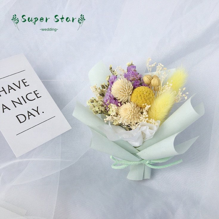 O-063 Valentine's Day Boho Decor Mini Real Dried Flowers Bouquet Small Wedding Dried Flower Bouquet