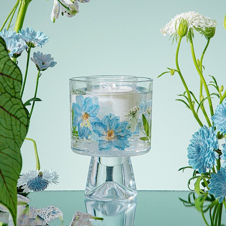 Home Decoration Wholesale Custom Aroma Private Label Soy Wax Printed Clear Glass Jar Holder Scented Candle for Gift Set