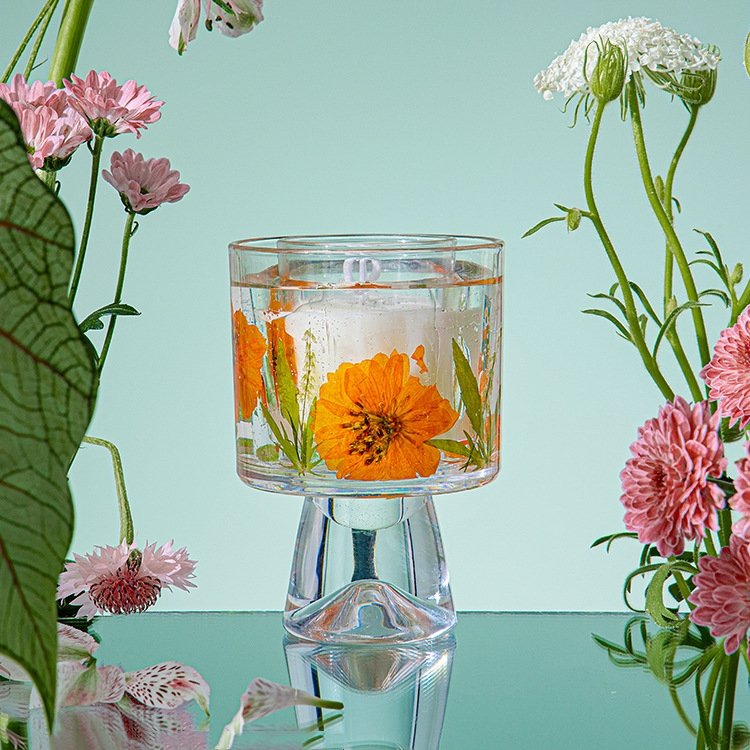 Home Decoration Wholesale Custom Aroma Private Label Soy Wax Printed Clear Glass Jar Holder Scented Candle for Gift Set