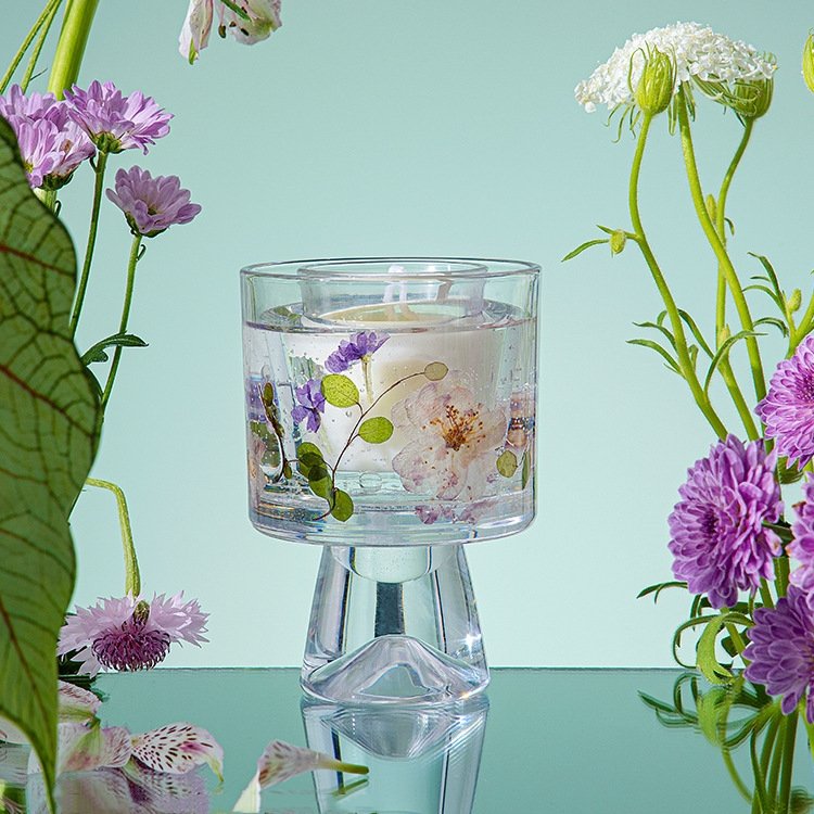 Home Decoration Wholesale Custom Aroma Private Label Soy Wax Printed Clear Glass Jar Holder Scented Candle for Gift Set