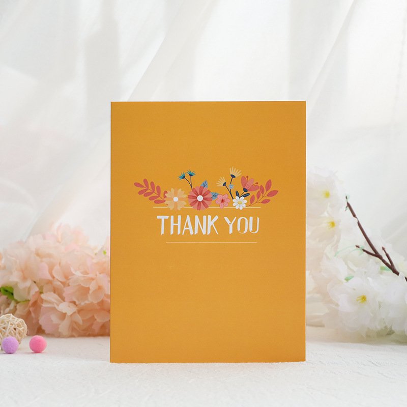 Three-dimensional birthday greeting card thank you paper carving handmade creative birthday blessing message small card cross-bo