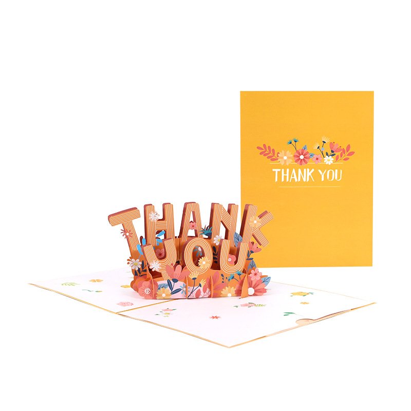 Three-dimensional birthday greeting card thank you paper carving handmade creative birthday blessing message small card cross-bo