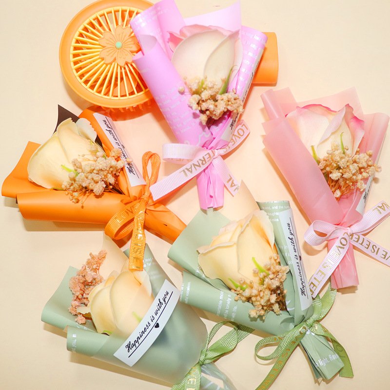 decoration Valentine's Day gift colorful Preserved babys breath red rose bouquet Dried portable dry flowers Favors Bouquet