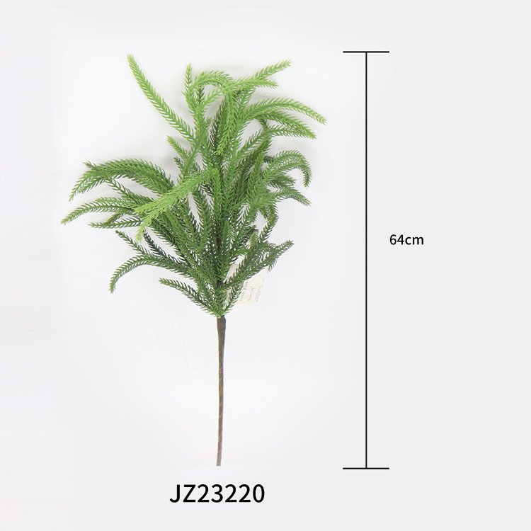 64CM Artificial Norfolk Pine Soft PE Real Touch Christmas Decorations with Big Faux Flowers Dried Flower Branches
