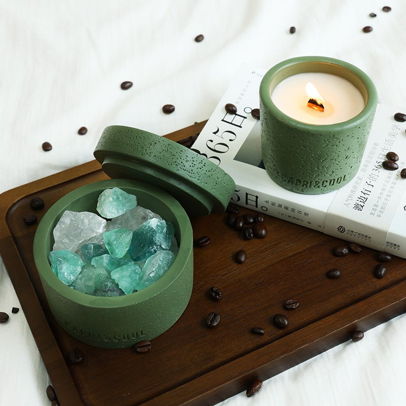 A00145-Luxury Essential Oil Fragrance Lava Stone Cement Jar Aromatherapy Natural Crystal Stone Spa Aroma Diffuser