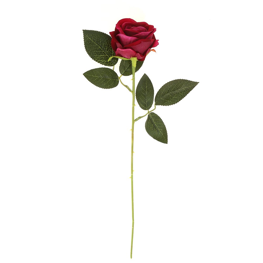 Hot Selling Single Velvet Artificial Flowers Wedding Decoration Long Stem Red Rose Decoration Living Room Restaurant