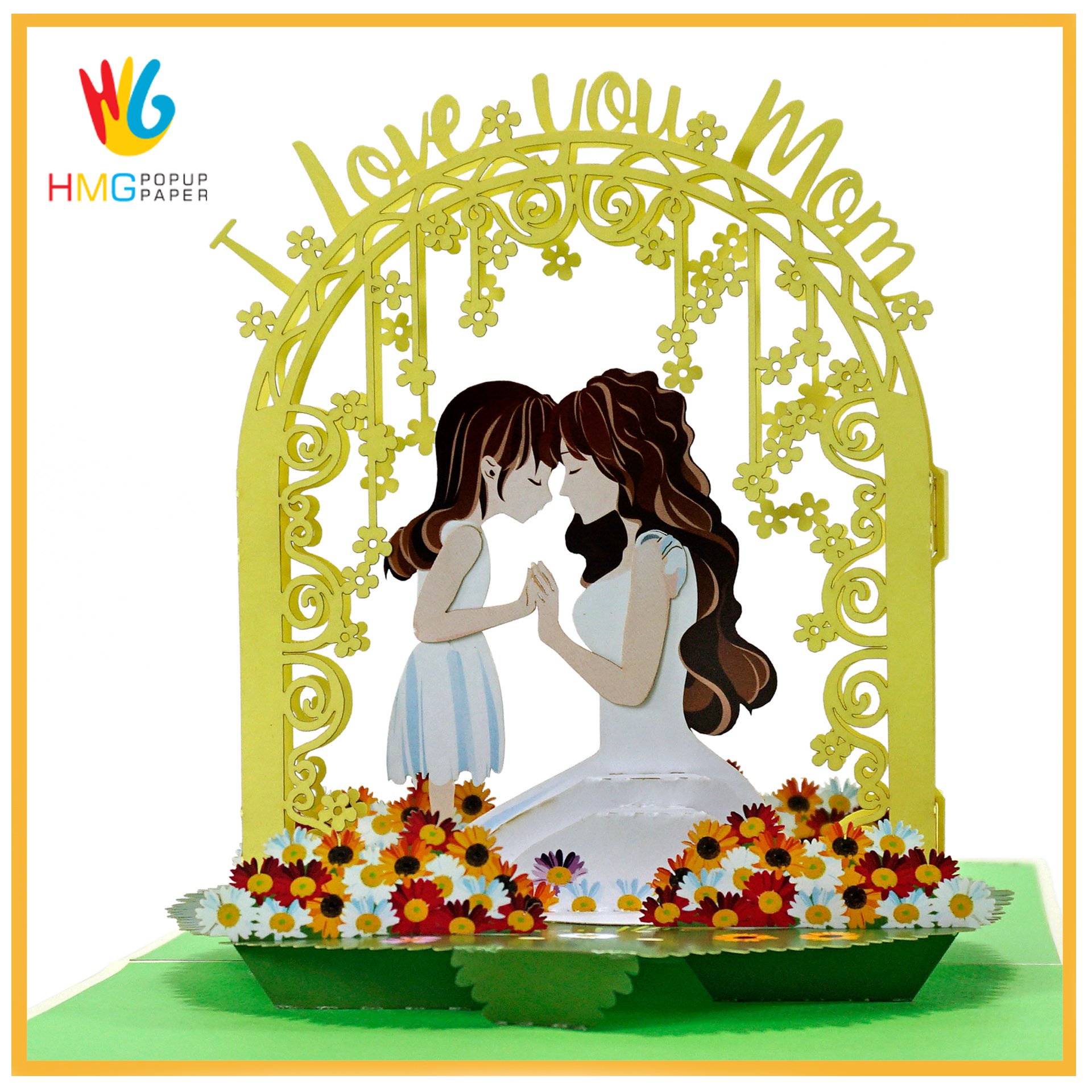 HMG Best Selling High Quality Paper Design Greeting 3D Popup Card OEM ODM