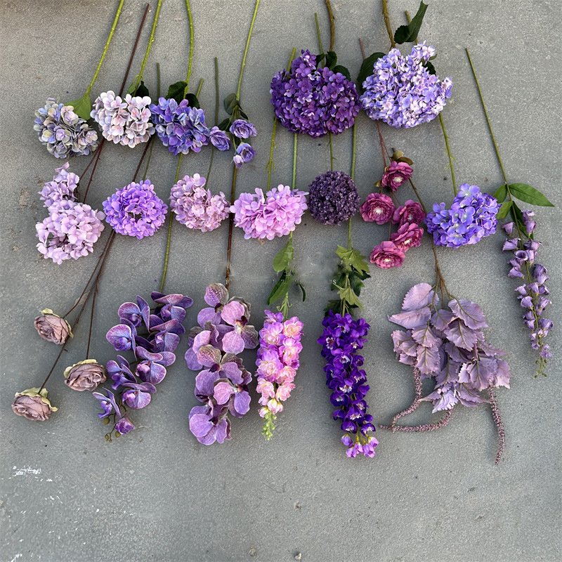 AYOYO OEM Purple Flower Simulation Flower Wedding Decoration Hydrangea Artificial Flowers Wholesale
