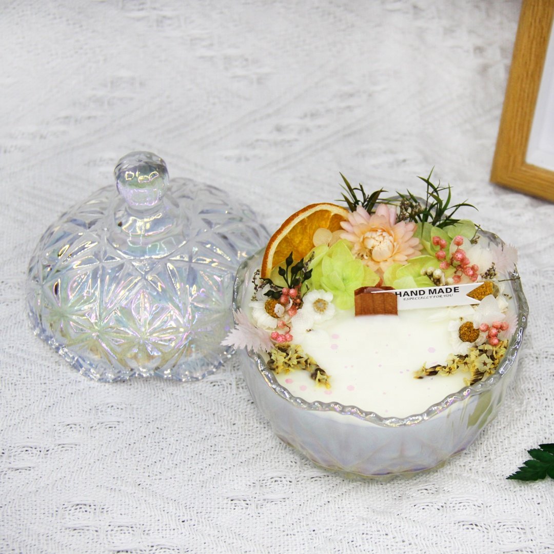 Customizable Handcrafted Soy Wax Aroma Candles Dry Flower Scented candles for Home Decoration Christmas Holiday Gift