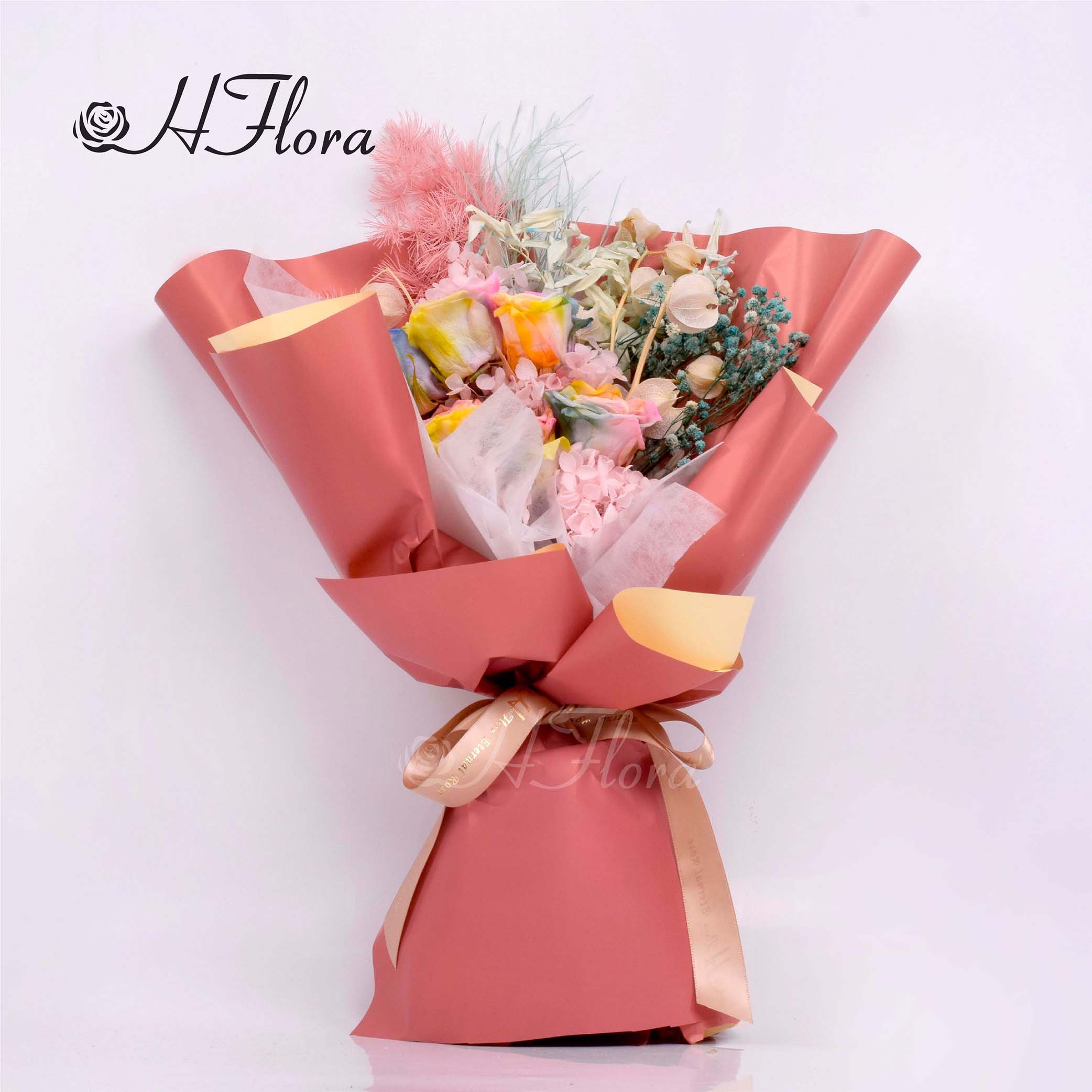 HFloral New Hot Sale Preserved Flowers Bouquet And Plants Customize Wedding Bridal Bouquets For Wedding Home Decor