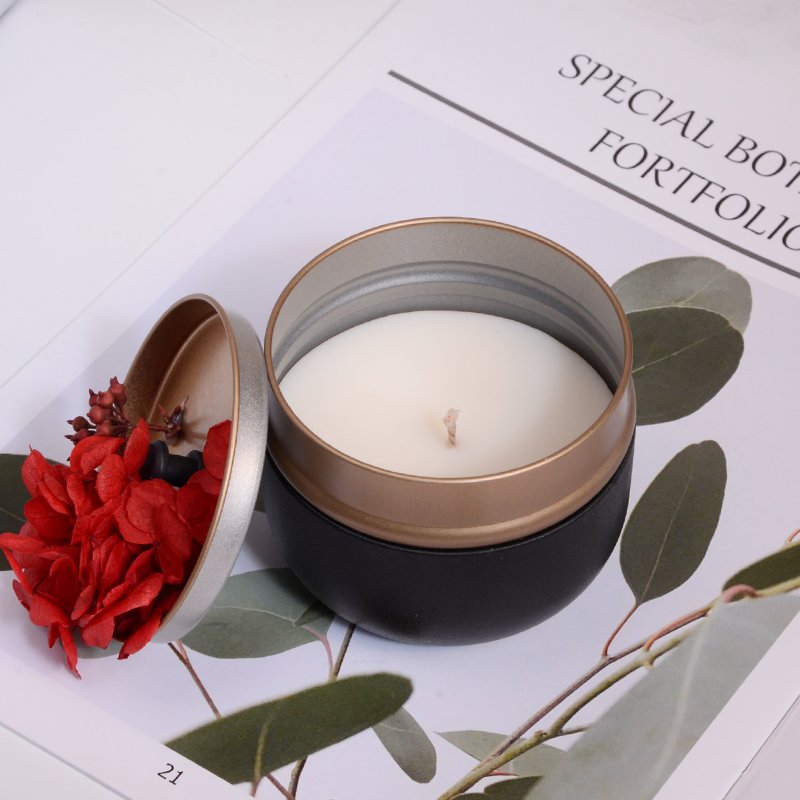 Wholesale Customizable Handmade Dried soybean candle Favors Dried Flower Tin Candles with Beeswax and Palm Wax for Diwali Guests