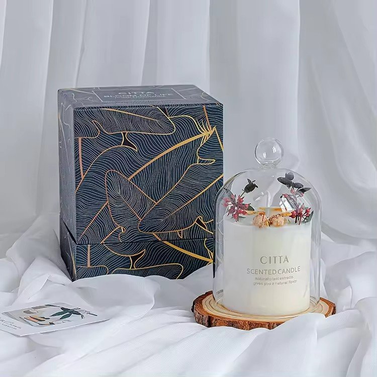 2024 Hot Selling Vanilla Dried Flower Scented Soy Wax Candle Glass Jar Tin Gift Box Aromatherapy Fruit Easter Holidays Active