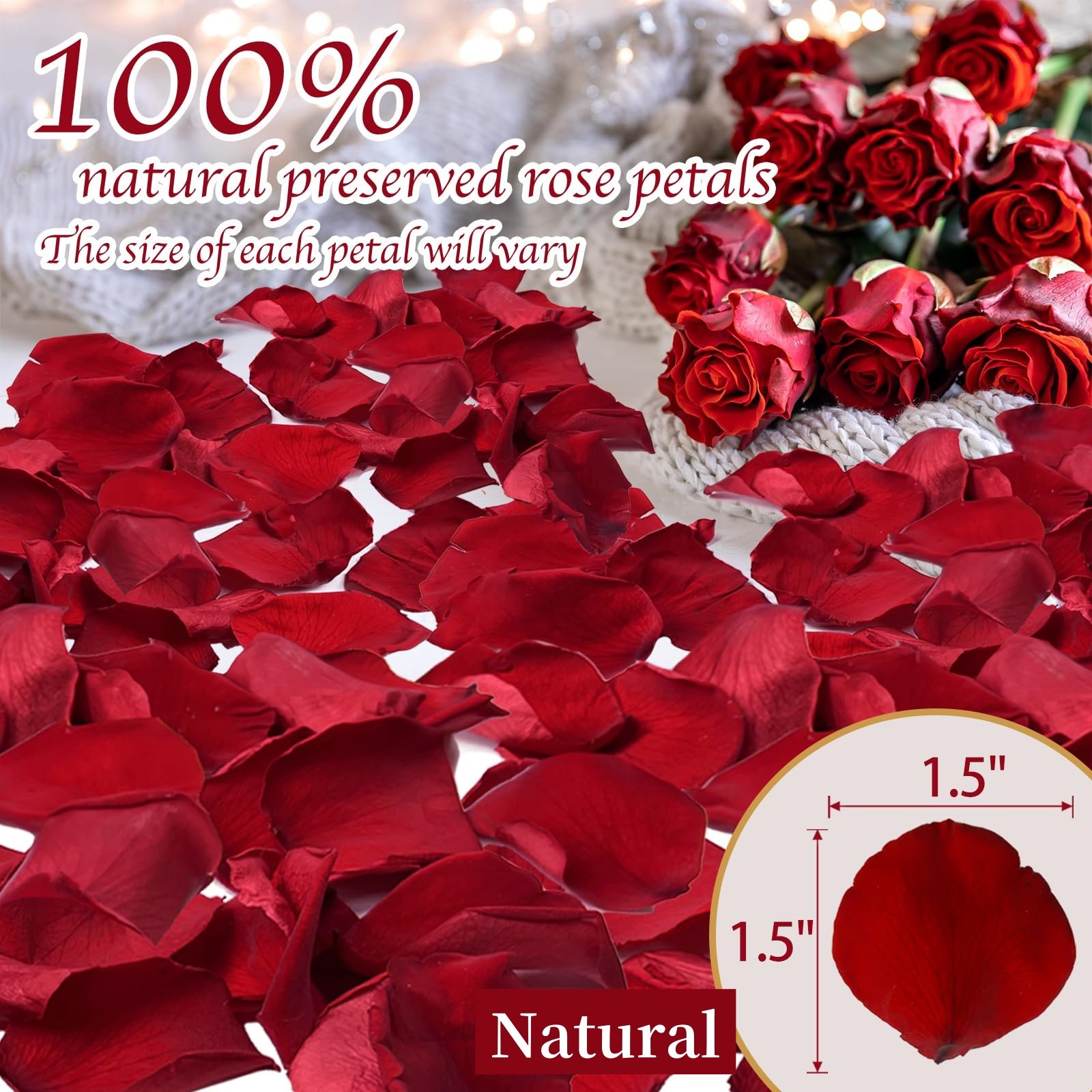 100% Real Red Rose Petals Preserved Red Petals Proposal Decoration Wedding Confetti Flower Girl Party Valentine's Day Gift
