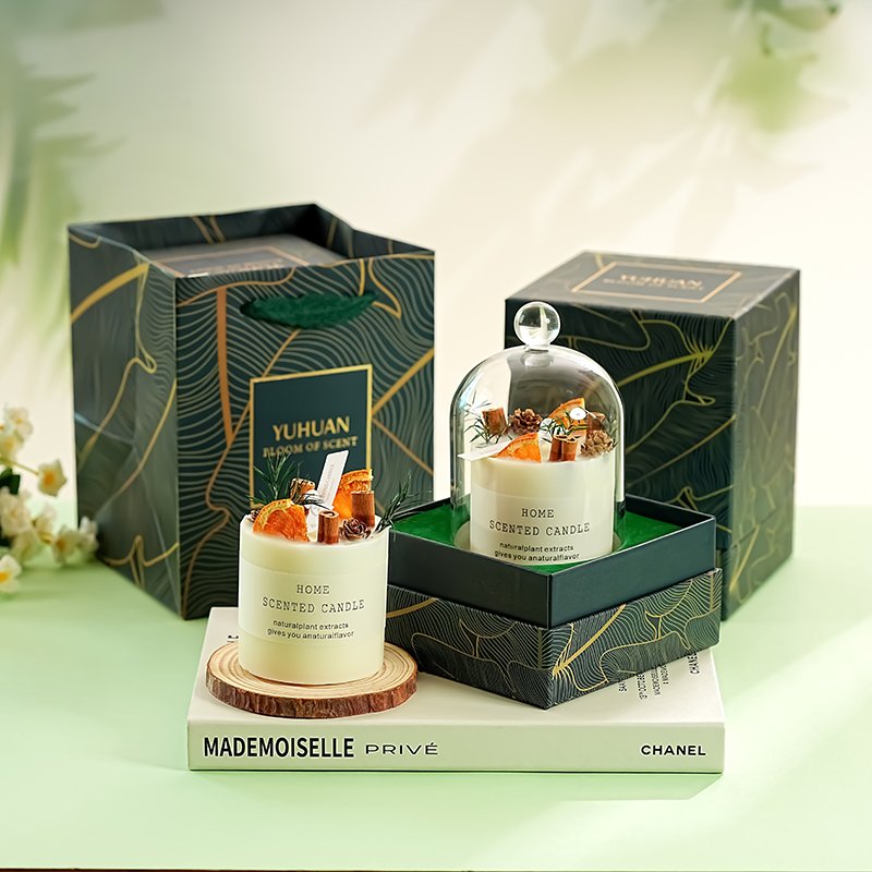 Candles Manufacturers Custom Luxury aroma Dried Flower Plants Scented Candles Soy Wax Essential Oils Aromatherapy Candles GIFT