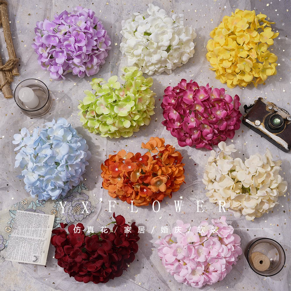 Simulation 90 head hydrangea head diameter 16cm lollipop hydrangea head diy wedding arrangement flower arrangement