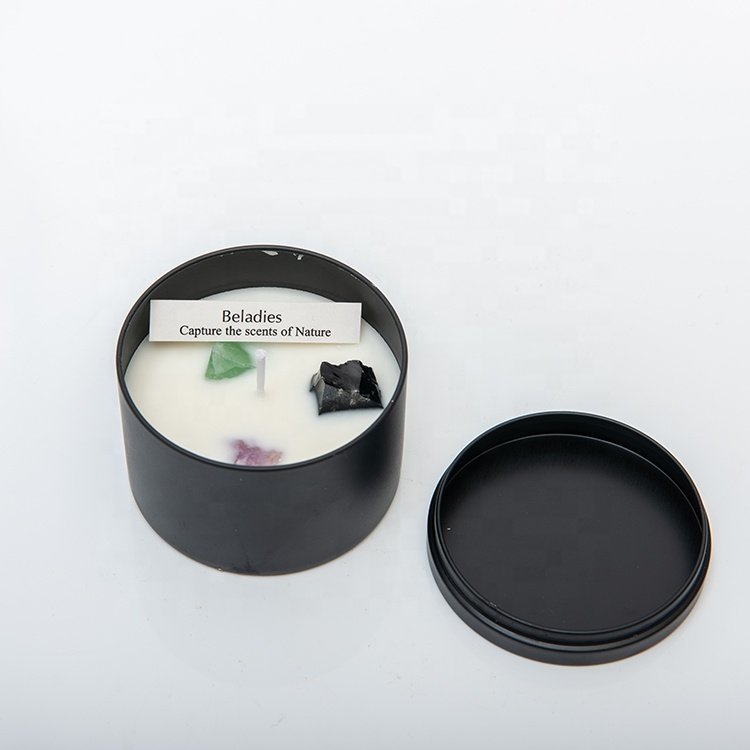 2023 cheap price private label tin scented luxury aroma decorative Dried Flower Crystal Candle