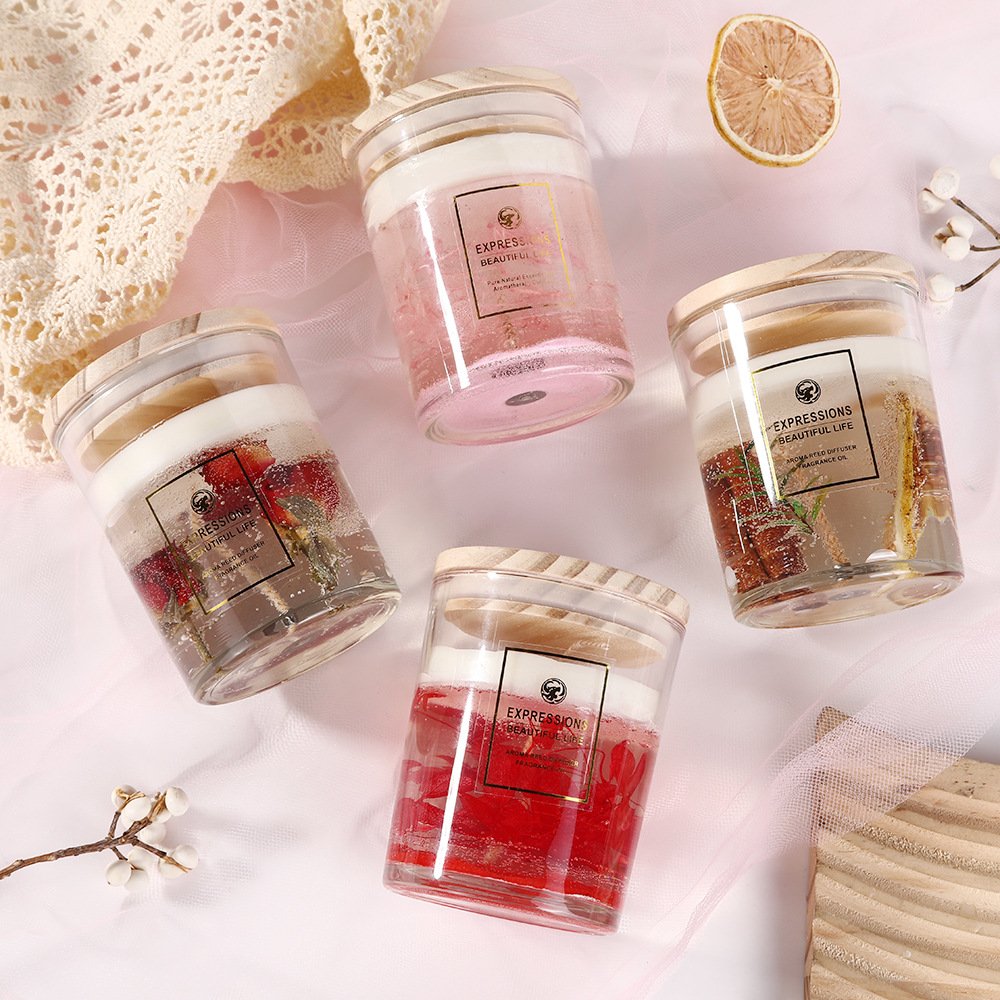 Dried Flower Aromatherapy Soybean Wax Crystal Cup Candle Home Fragrance Gift Box with Wedding Occasion Ornaments