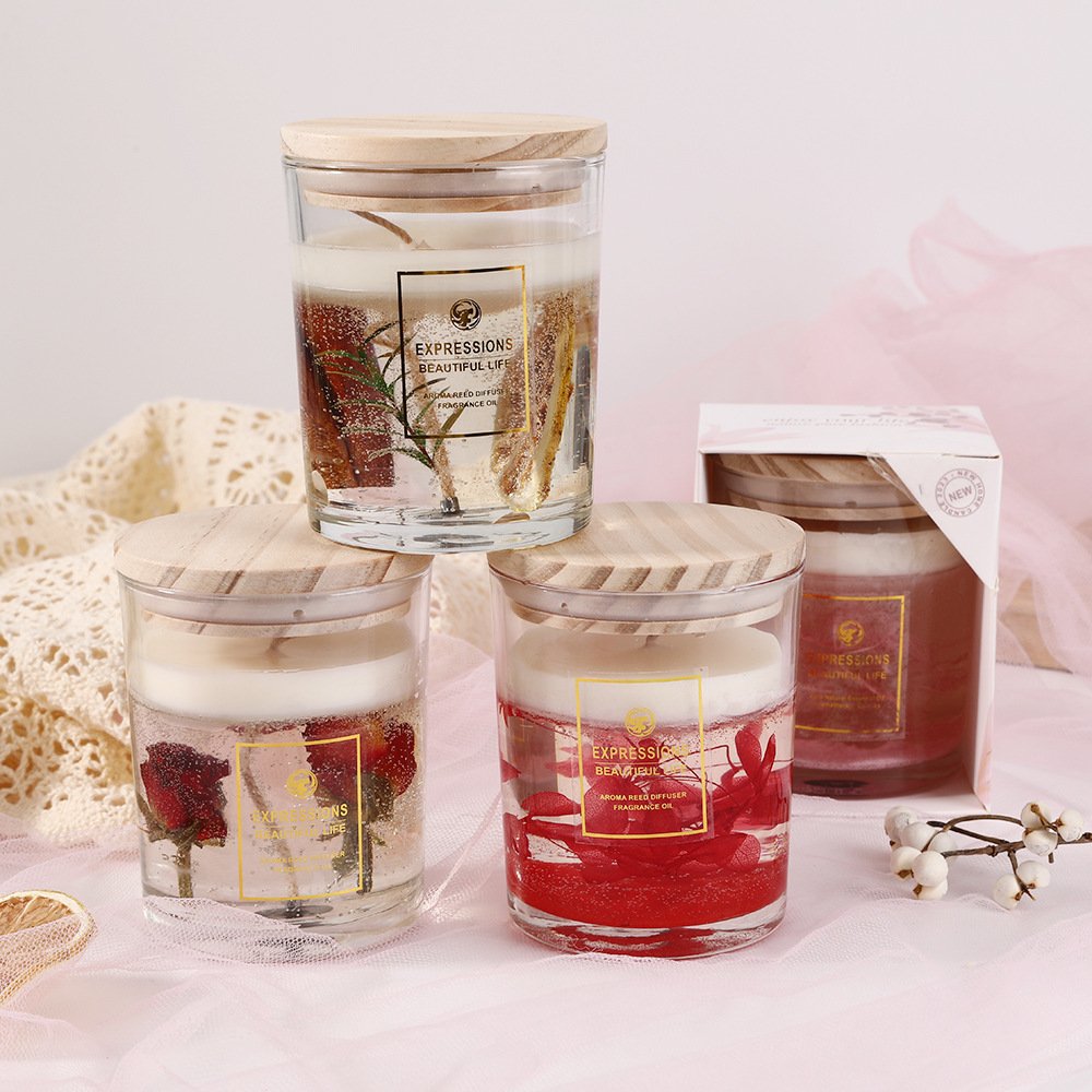 Dried Flower Aromatherapy Soybean Wax Crystal Cup Candle Home Fragrance Gift Box with Wedding Occasion Ornaments