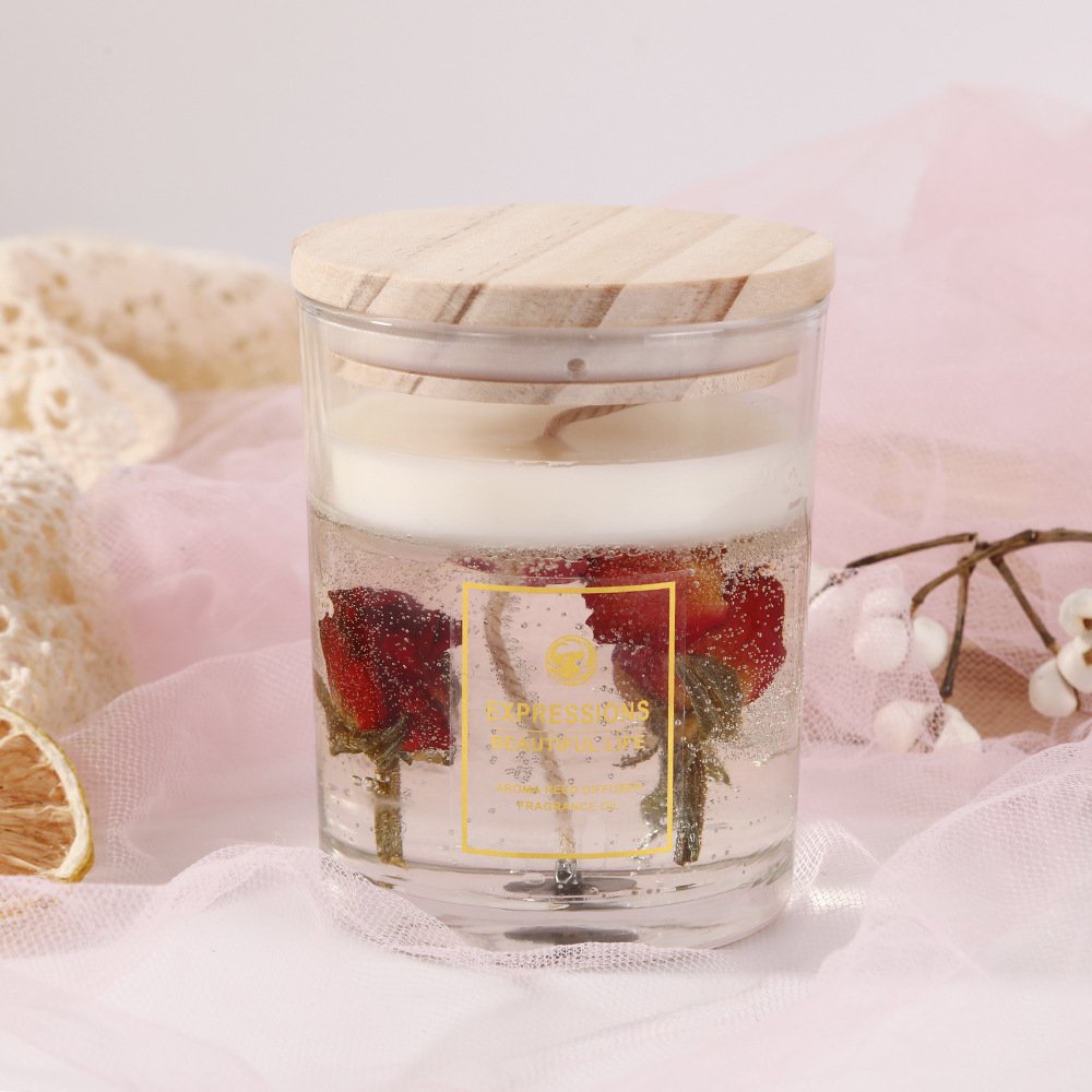 Dried Flower Aromatherapy Soybean Wax Crystal Cup Candle Home Fragrance Gift Box with Wedding Occasion Ornaments