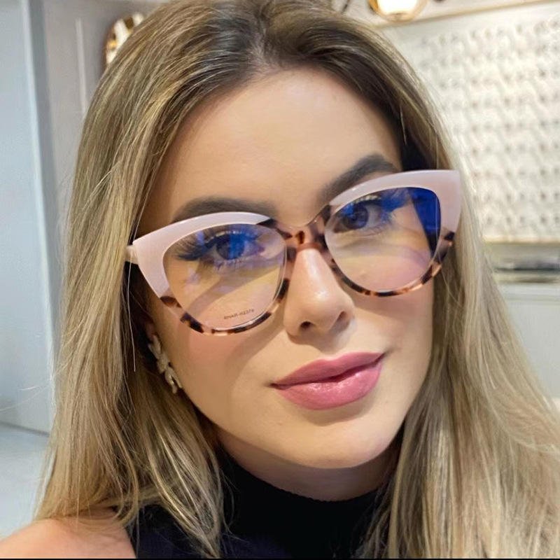 Custom Vintage Oversized Cat Eye 2023 Newest Anti Blue Light Glasses Frame Sexy Women Fashion Eyewear Colorful Eyeglasses Frame
