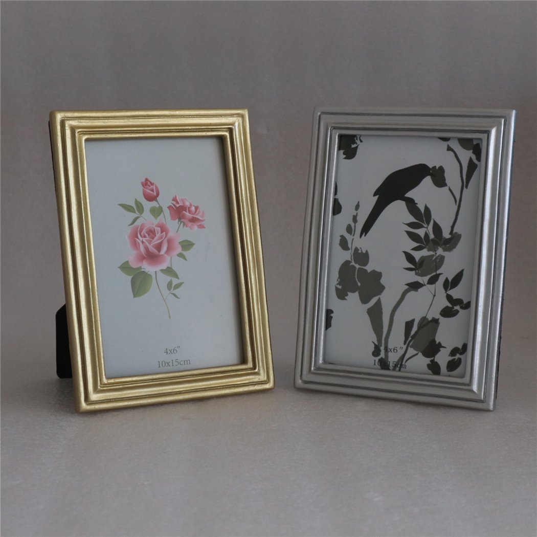 Hand-Crafted Resin Picture Frame Iron Material with Easel for Tabletop & Wall Gallery Photo Displays