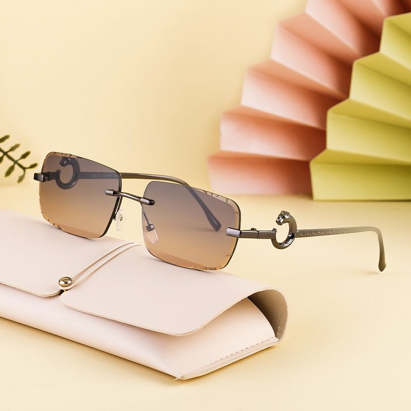 sunglasses 2024 fashion classic luxury brand designer women men uv400 trendy rimless sun glasses ladies metal frame sunglasses