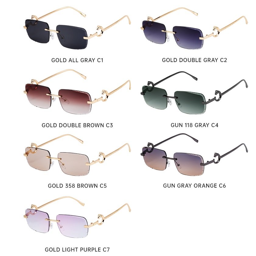 sunglasses 2024 fashion classic luxury brand designer women men uv400 trendy rimless sun glasses ladies metal frame sunglasses