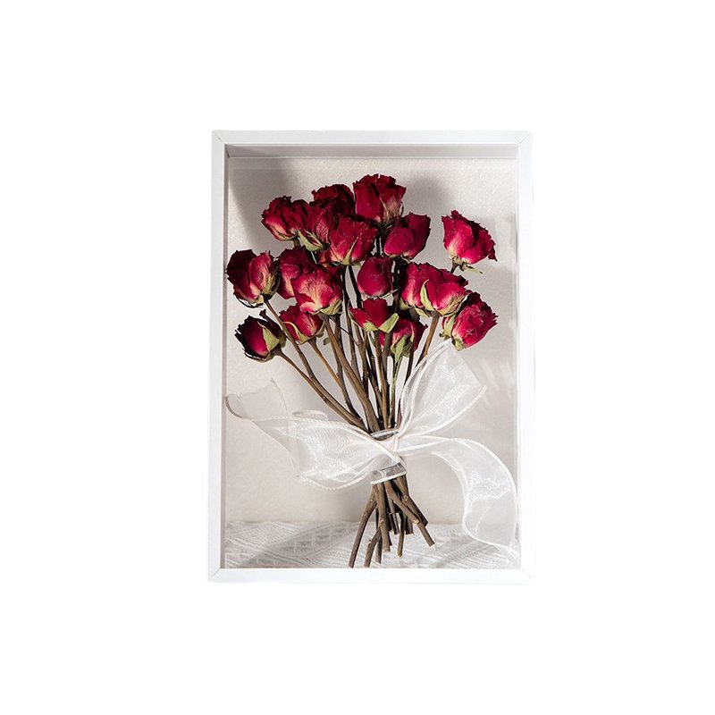 New diy double display glass picture shadow box picture 3d wooden dried flower photo frame