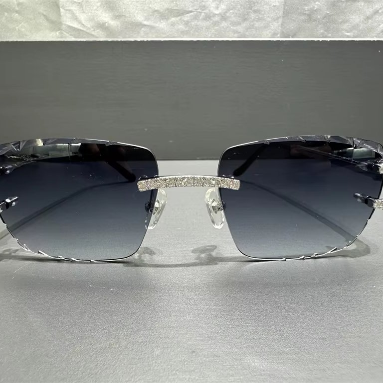Factory Rectangle Sun Glasses Sun Luxury Frame Women Men Sunglasses Moissanite Diamond sunglass Fashion glasses jewelry
