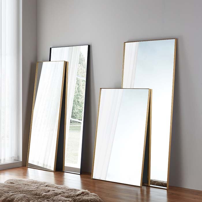 New Style Luxury Simple Brass Finished Bedroom Furniture Set High Quality Rectangle Wall Full Length Floor Mirror