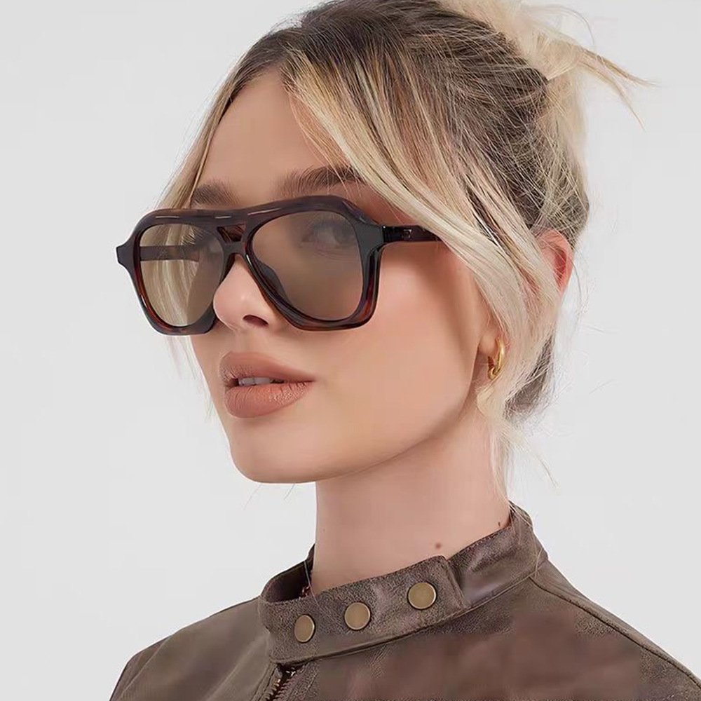ZN3855 Fashion Oversized Double Bridges Sunglasses Women Retro Jelly Color Shades UV400 Men Trending Punk Sun Glasses