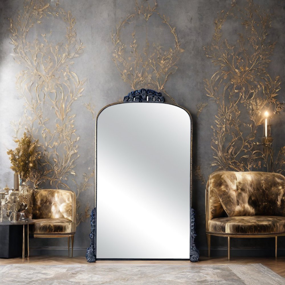 Vintage Dressing Mirror Carved Resin European Style Gold Antique Mirror Full Length Large Espejos Mirror