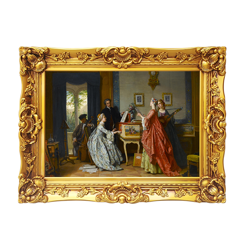 Custom Large Antique Baroque Golden Carved Wooden Photo Frame Shabbi Chic Ornate Canvas Painting Frame with UV Printing