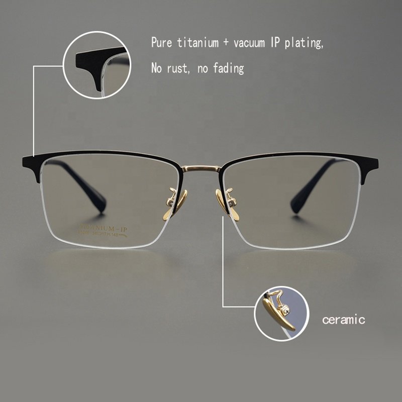 Hengtai Business square frame titanium glasses shape high quality blue blocking glasses optical titanium eyeglasses