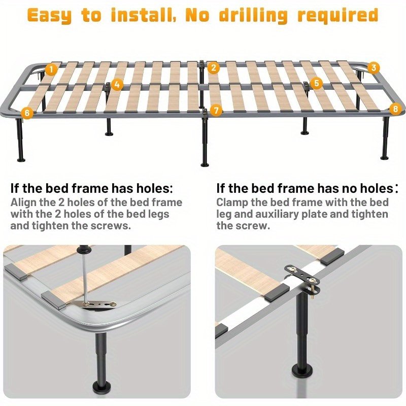 Adjustable Height Bed Support Legs 7.08-12.6 inch Bed Frame Center Support Legs for Bed Frame/Bed Center Slat/Furniture