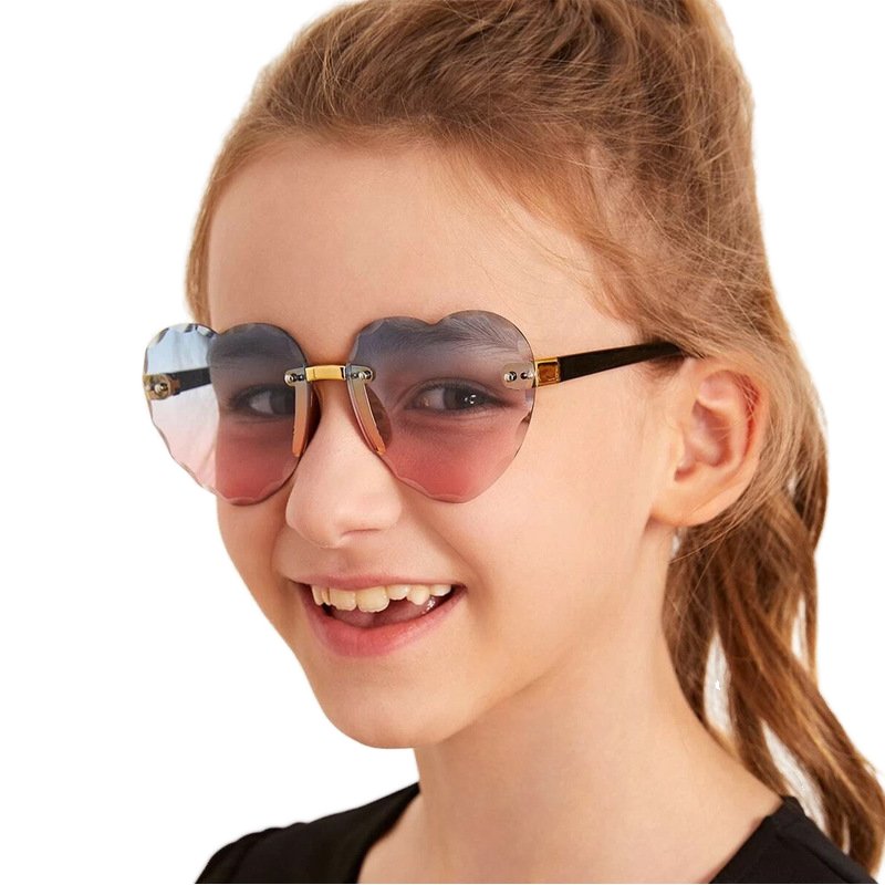 Cute Kids Eyeglasses Cartoon Baby love shape kids pink Lens colored glasses for boys and girls heart frame sunglasses