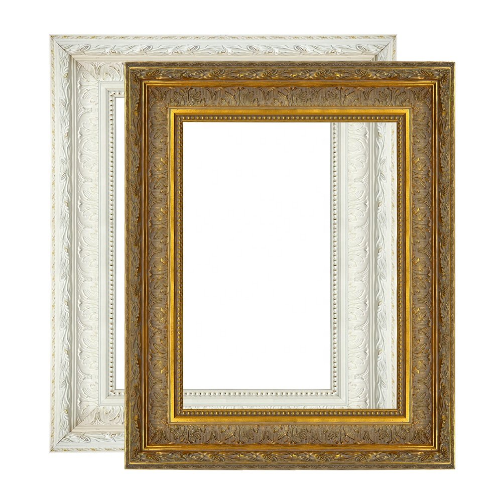 Ornate Wood Oil Painting Photo Frames Handmade Gold Foil Solid Wooden Picture Frame Moulding