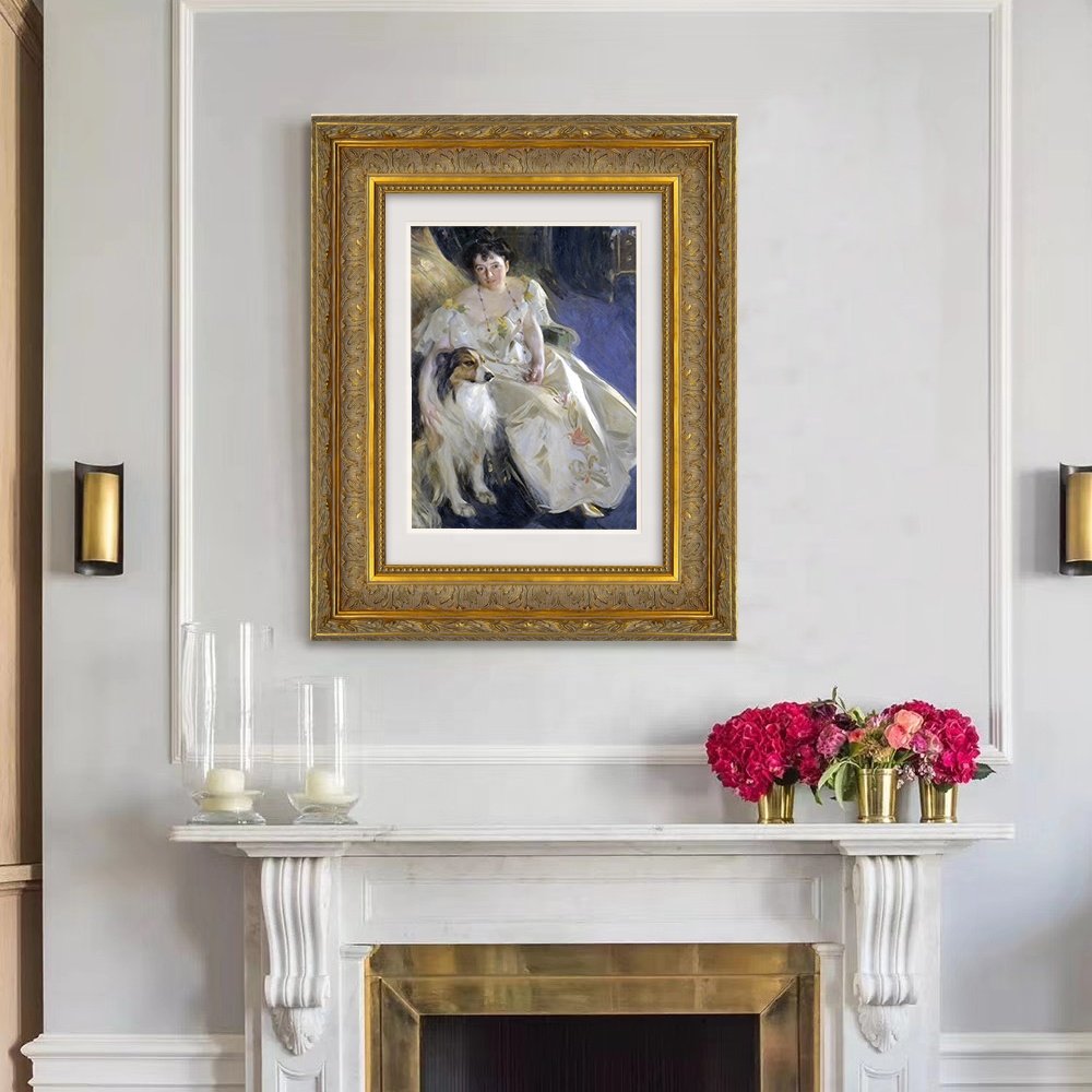 Ornate Wood Oil Painting Photo Frames Handmade Gold Foil Solid Wooden Picture Frame Moulding
