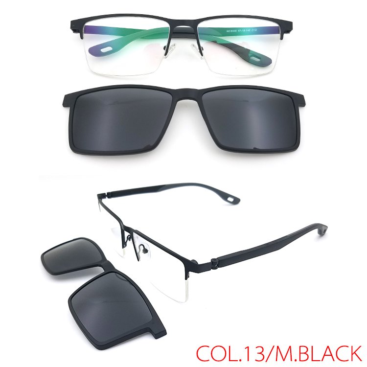 wholesale high quality custom logo spring hinge eyewear Uv400 Polarized half frame stainless metal clip on glasses